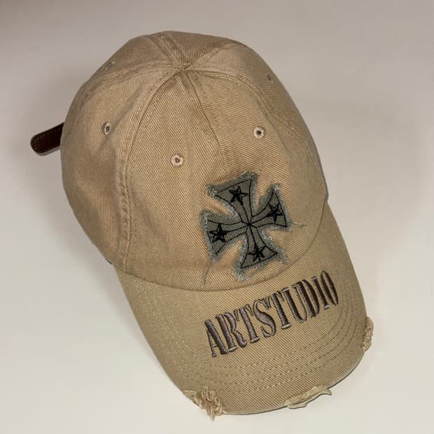 ETCE Cross Destroyed Cap <Beige>