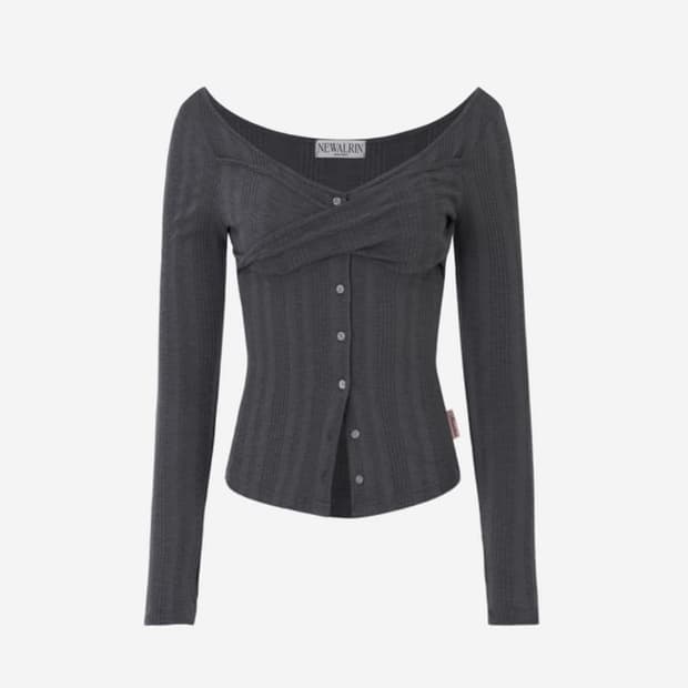 뉴얼린 트위스트 버튼탑 차콜