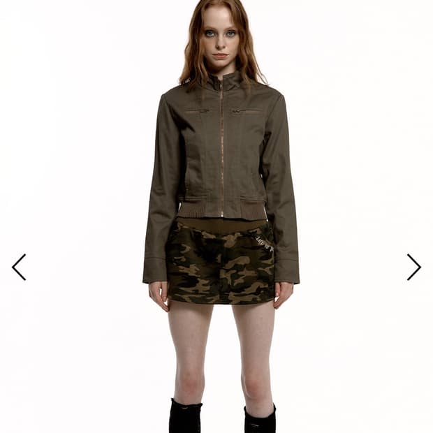 구해요 ) 러프넥 코튼 블루종 자켓 브라운 M 사이즈