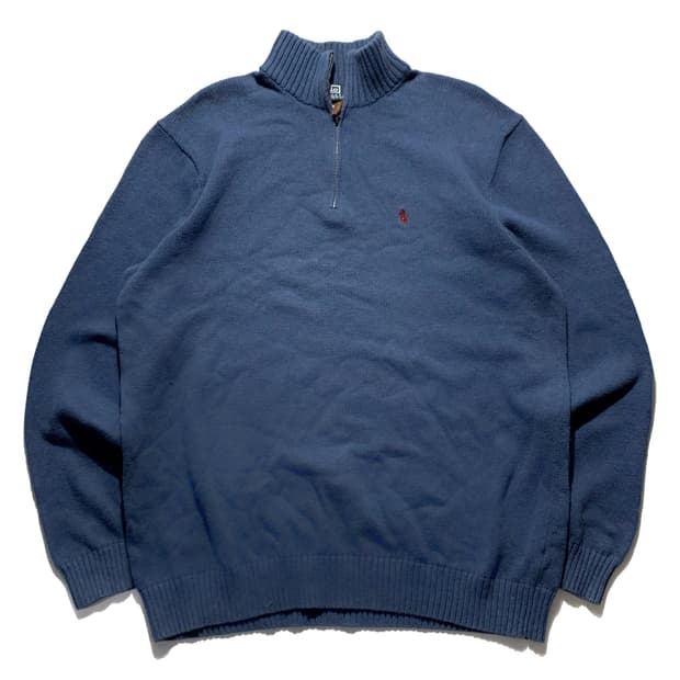 폴로 반집업 코튼 니트