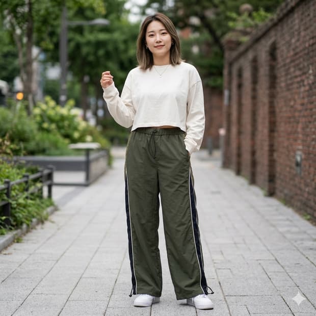 샵사이다 (CIDER) 나일론 배색 스트링 트랙 팬츠