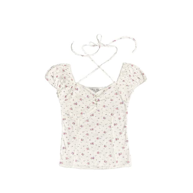 (구해요) 뉴얼린 리즈 셔링 레이스 단추 블라우스 M