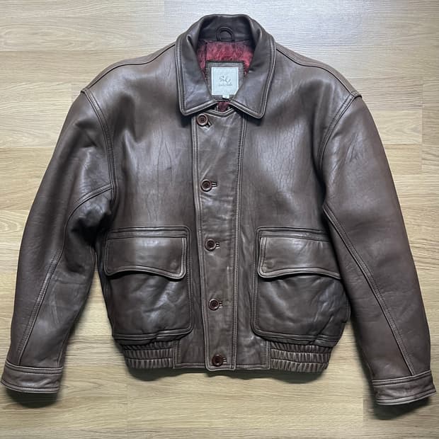 빈티지 봄버 레더 자켓