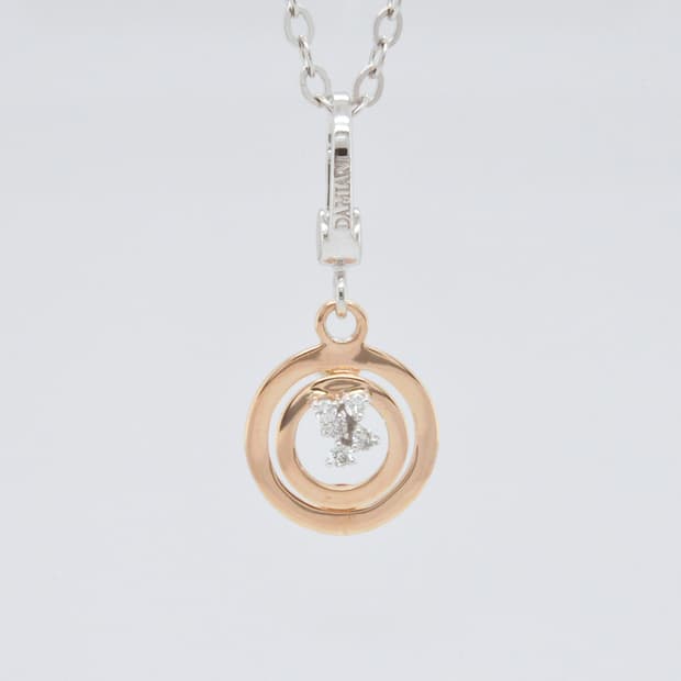 다미아니 소피아로렌 18K 화이트골드 핑크골드 천연 다이아 목걸이 펜던트