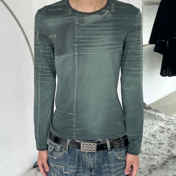 로버트 카발리 데님 프린팅 롱슬리스