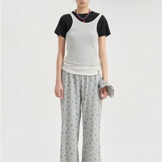 럭키슈에뜨 패턴 저지 롱 팬츠