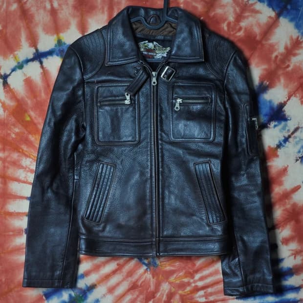 Harley Davidson 리얼 카우하이드 바이커 자켓 표기 사이즈 -