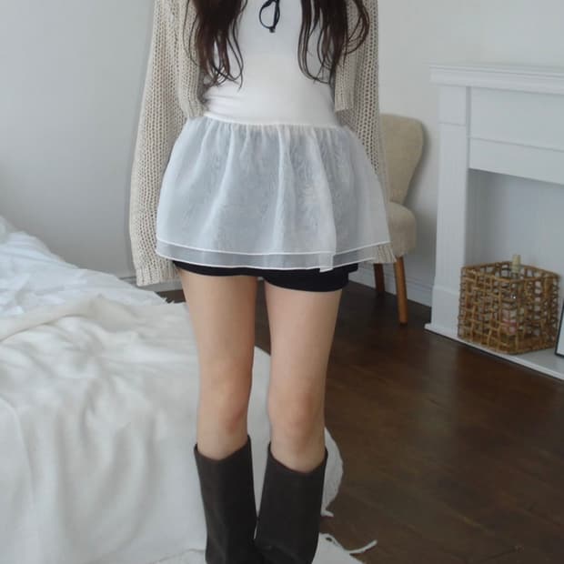 아워캐비넷 러플 탑 원피스 (1번 시착)