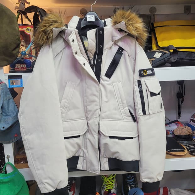 내셔널지오그래픽 아이보리 숏 패딩 다운 자켓 S