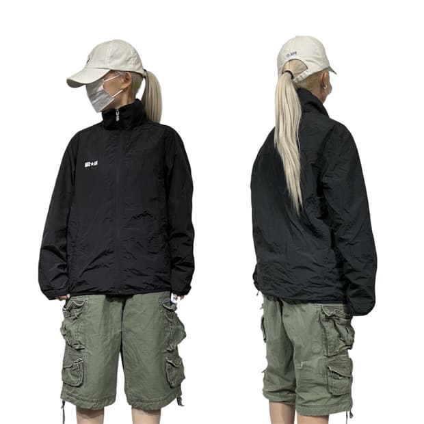 컨버스 블랙 오버핏 올드스쿨 트랙 바람막이 자켓 M