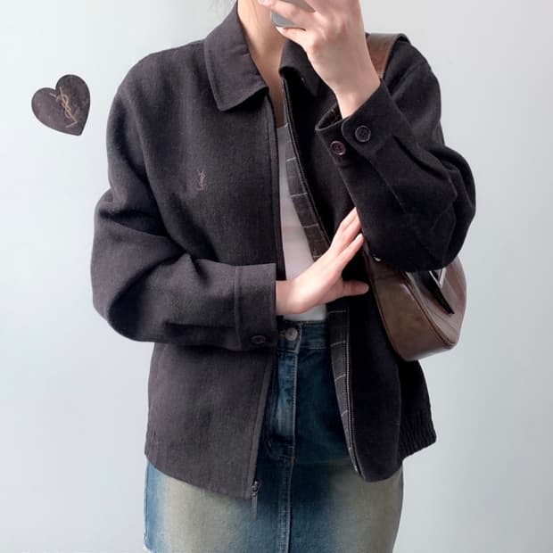 입생로랑 브라운 모직 자켓