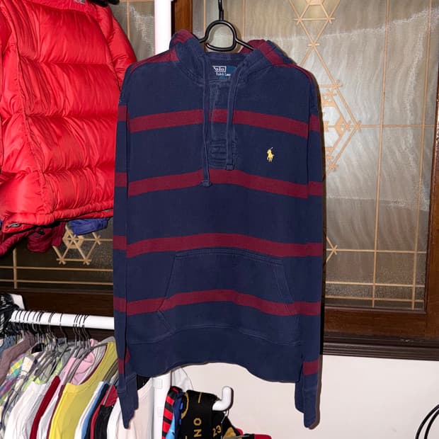 폴로 랄프로렌 스트라이프 PK 럭비 후드티