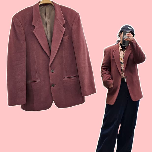 Colours by Alexander Julian 와인 캐시울 자켓