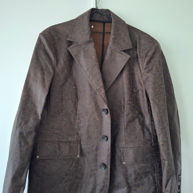 메종미네드 크랙 코팅 가죽 블레이저 자켓