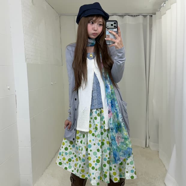 엑시즈팜 블루 연두 하구미 니혼진 도트 컬러 코디세트