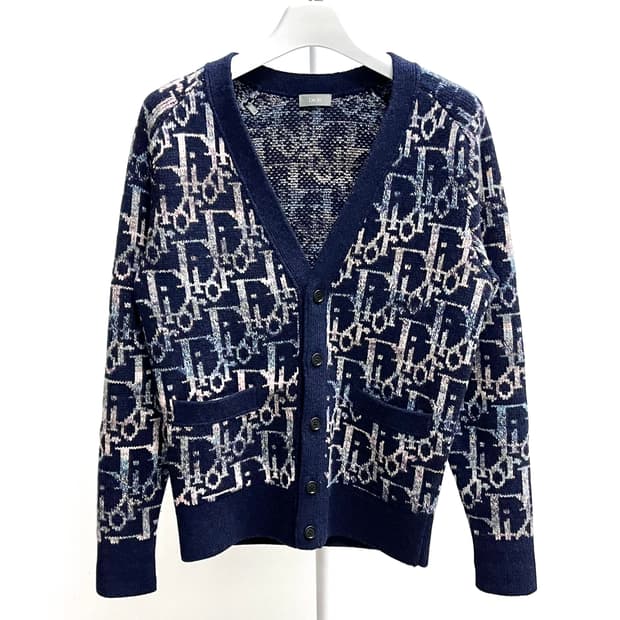 [S+급/정품] 디올 오블리크 자카드 가디건 블루