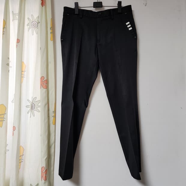 아디다스 블랙 삼선 슬랙스 남성 바지 L