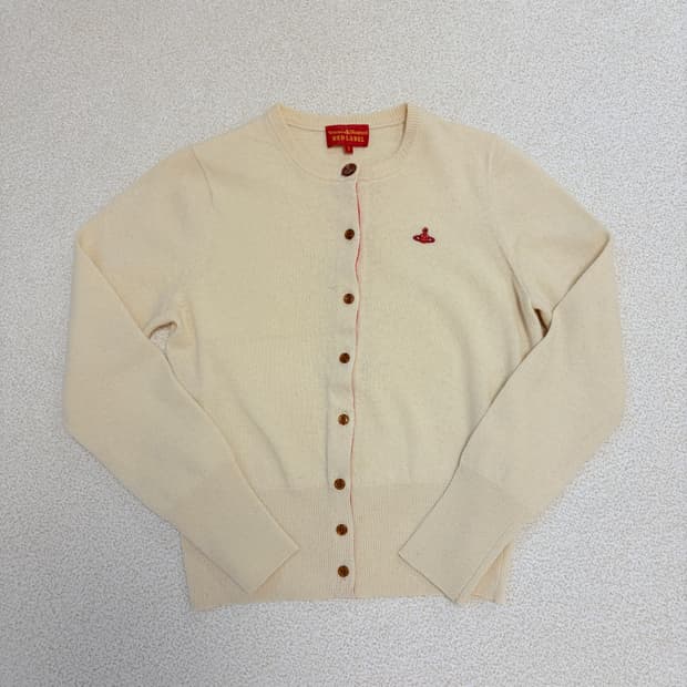 비비안웨스트우드 레드라벨 크림 아이보리 울 가디건