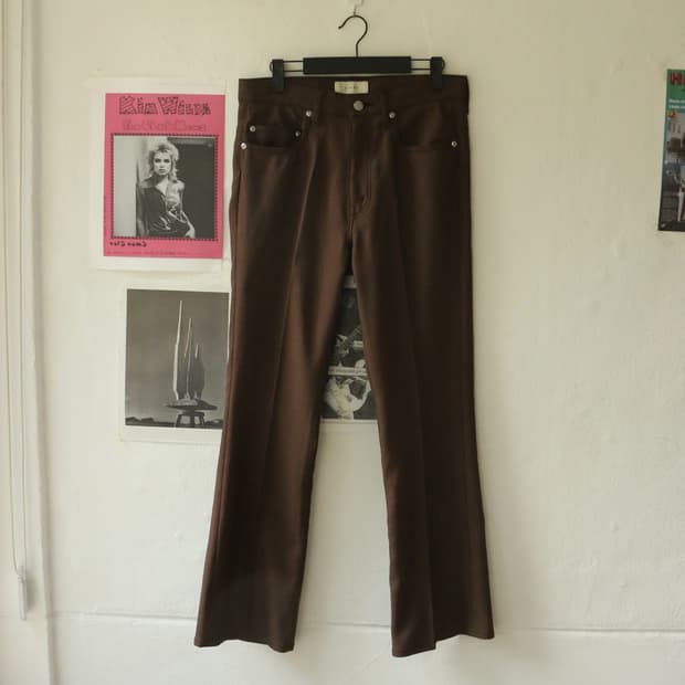 지에다 브라운 플레어 트라우저 