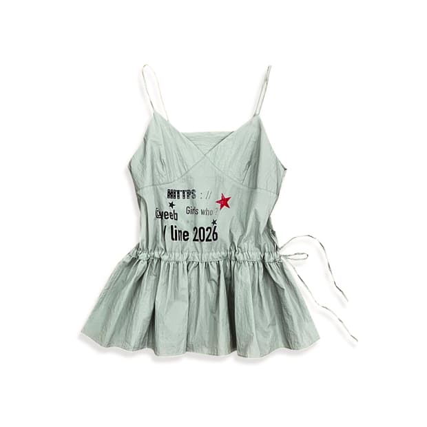 Lettering Nylon Sleeveless Top