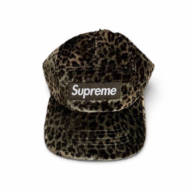 Supreme Leopard Velvet Camp Cap