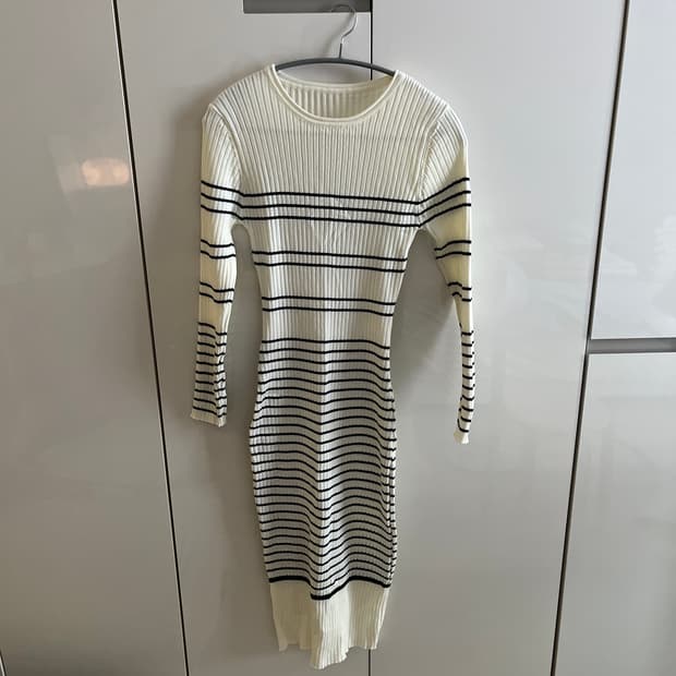 스트라이프 니트 롱원피스