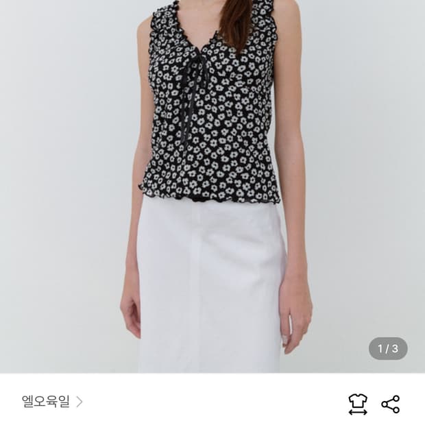 Lo61 엘오육일 Reda Flower Top in Black 블랙