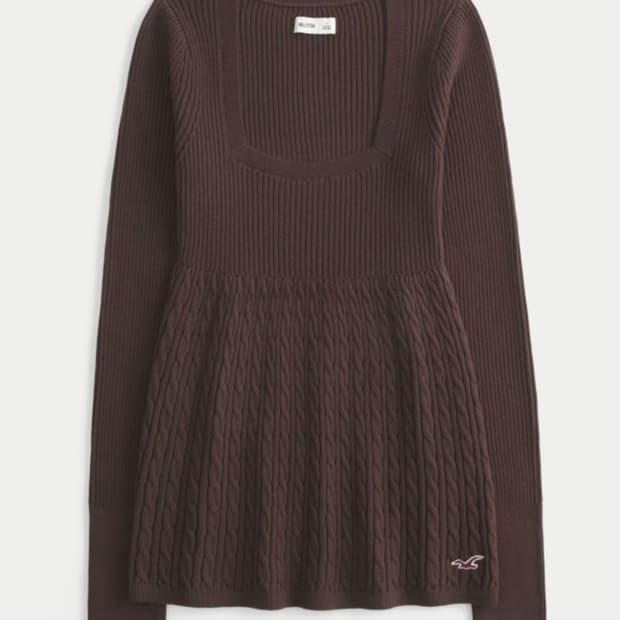 홀리스터 베이비돌 롱슬리브 니트 케이블 빈티지 브라운 에스프레소 라떼갸루