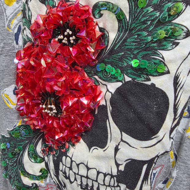 AFFLICTION 비즈 장식 백리스 티셔츠