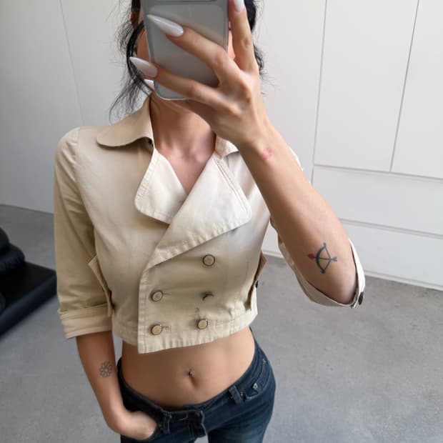 버버리 블루라벨 크롭자켓