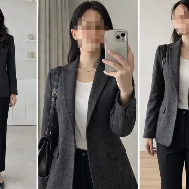 MINE 마인 울 블렌드 테일러드 자켓 / 차콜 그레이 / 클래식 슬림핏