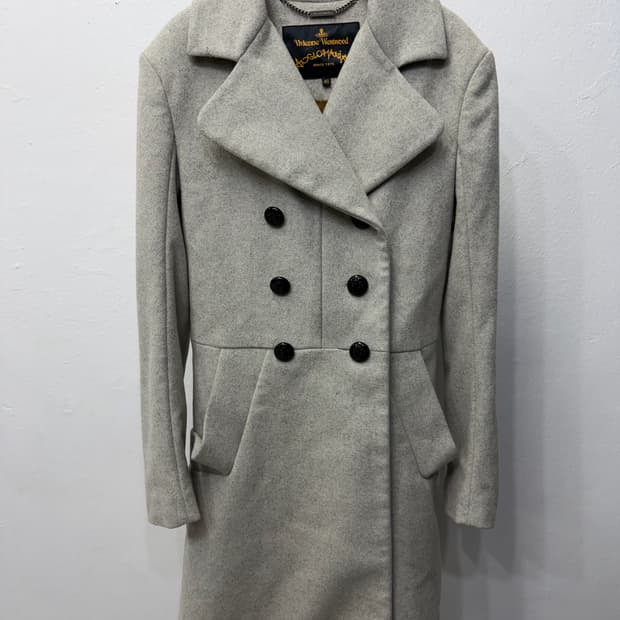 정품) 비비안웨스트우드 그레이 더블 코트 40