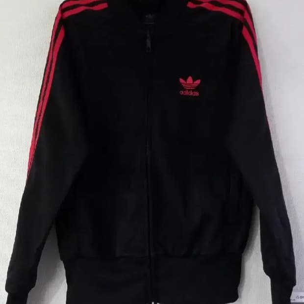 아디다스 검빨 블랙 트랙탑 저지 져지집업 100/L