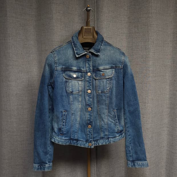 M ) 자라 여성 워싱 청자켓