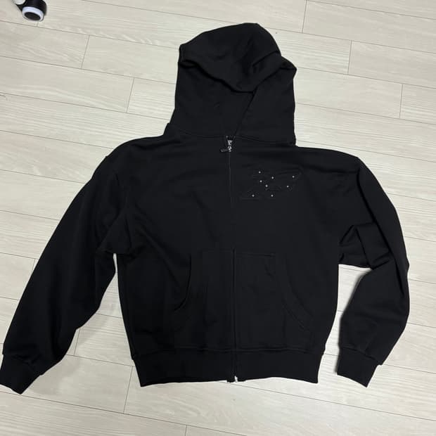 블랙 후드 집업