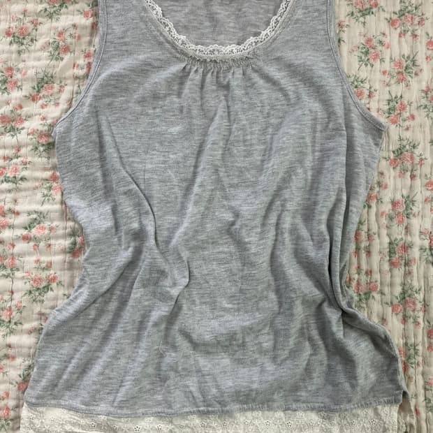 빈티지 멜란지 레이스 나시 1031 y2k 스트릿 갸루 펑키 일본빈티지