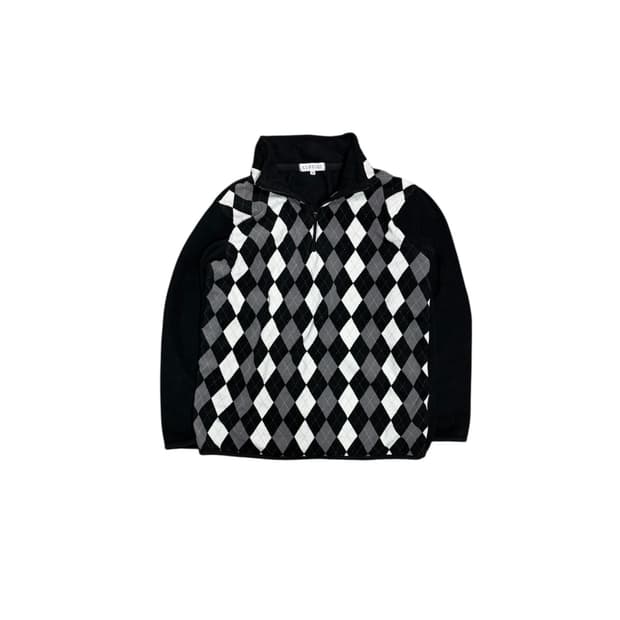 일본 빈티지 아가일 패턴 반집업