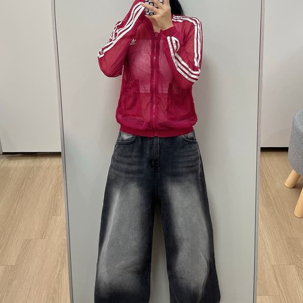 아디다스 오리지널 핑크 매쉬 시스루 트랙탑