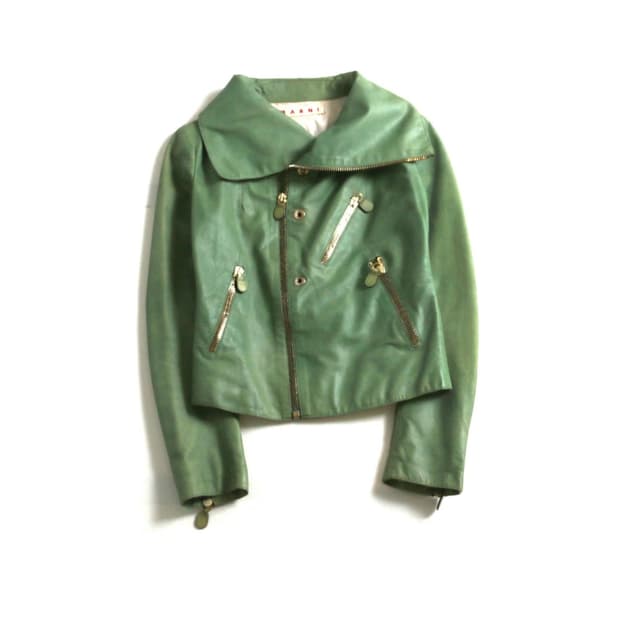 마르니 faux leather rider jacket