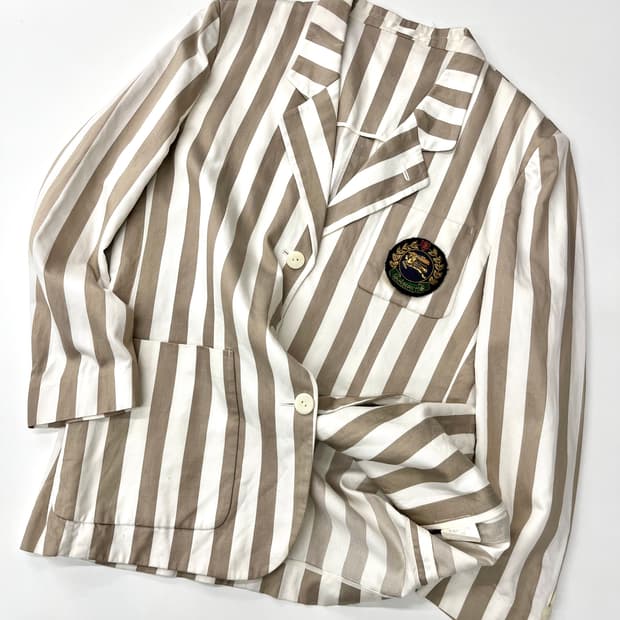 Burberry 버버리 90s 크래스트로고 스트라이프 블레이저 