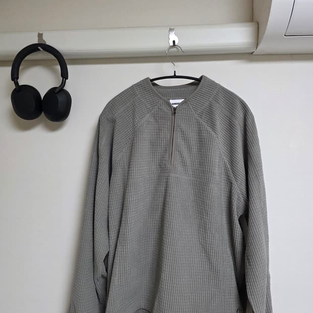 노매뉴얼 헤비 와플 하프 집업 그레이 M