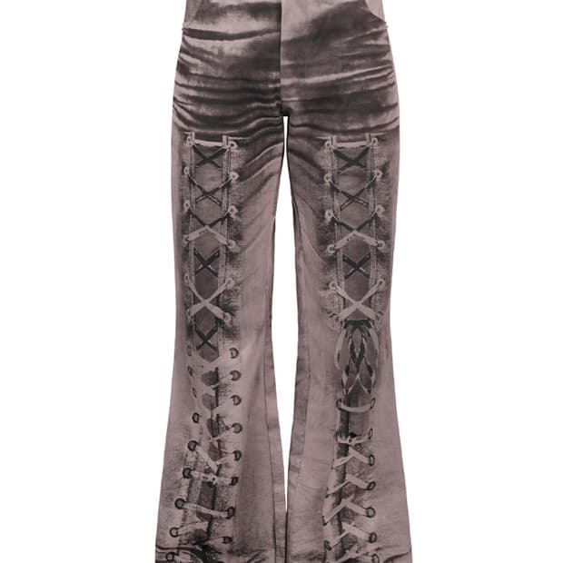 나체 레이스업 프린팅 팬츠 핑크