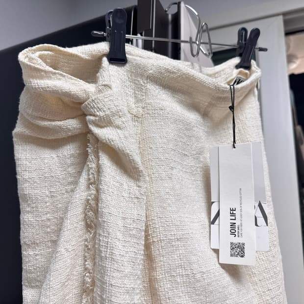 ZARA 화이트 트위드 랩 스커트 S