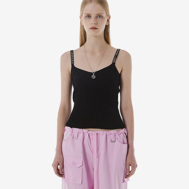 세릭 JACQUARD 스트랩 슬리브리스 블랙