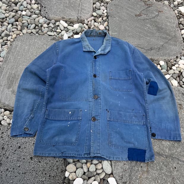 FADED VINTAGE WASHING BLUE 패치워크 프렌치워크자켓