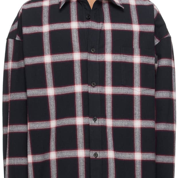 준지 24ss 네이비 레드 플란넬 체크 셔츠 50