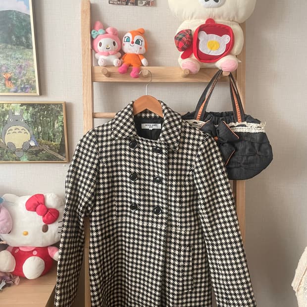 모리걸 빈티지 쿠앤크 체크 롱 코트 🖤🤍