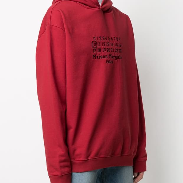 메종마르지엘라(Maison Margiela)넘버링 로고자수 후드 레드