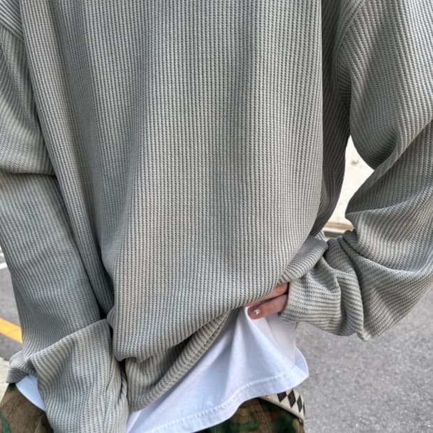 [OS] 언타이틀드 와플 롱 슬리브 세이지그린