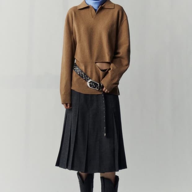 [M] commission slash knit brown